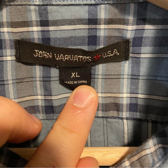 John Varvatos Blue Plaid Long Sleeve Button Up Shirt Mens L (Tag XL) - Picture 4 of 7